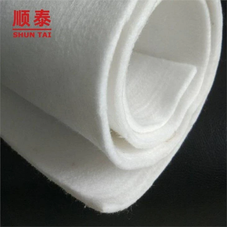 White staple fiber needle punched geotextile